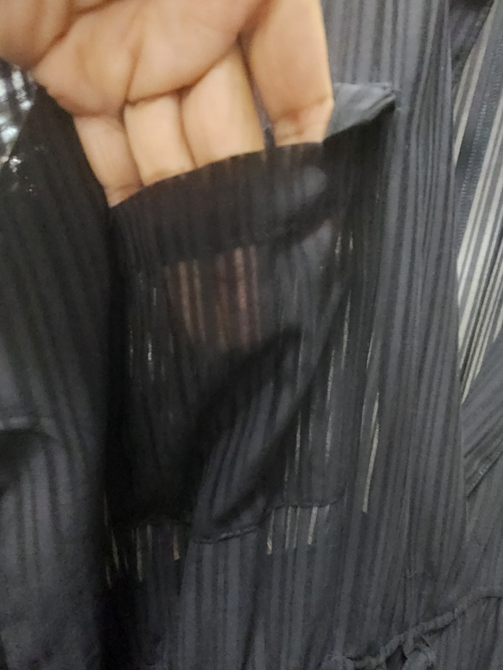 PrettyLittleThing Plus Jumpsuit Black Sheer Stripe Wide Leg Glam US 14 - Picture 8 of 16
